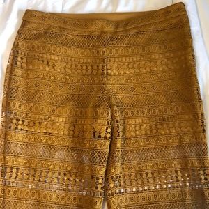 Yellow Lace Capri Pant